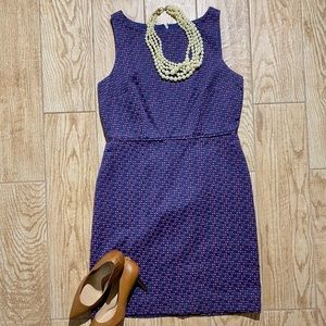 Loft Navy & Pink Tweed Dress